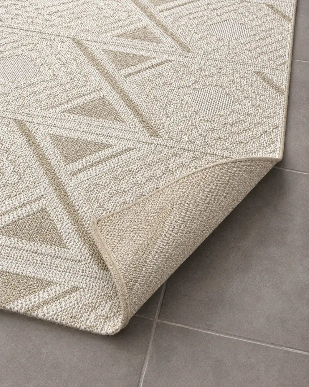 Bohem ve Minimalist Antre Halısı - Krem Leke Tutmaz Dekoratif Dokulu Yolluk image 1