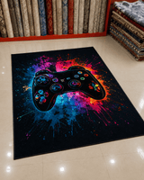 Gamer Oyuncu Odası Halısı - Oyun Konsolu Kolu Desenli Siyah Genç Halısı image 0