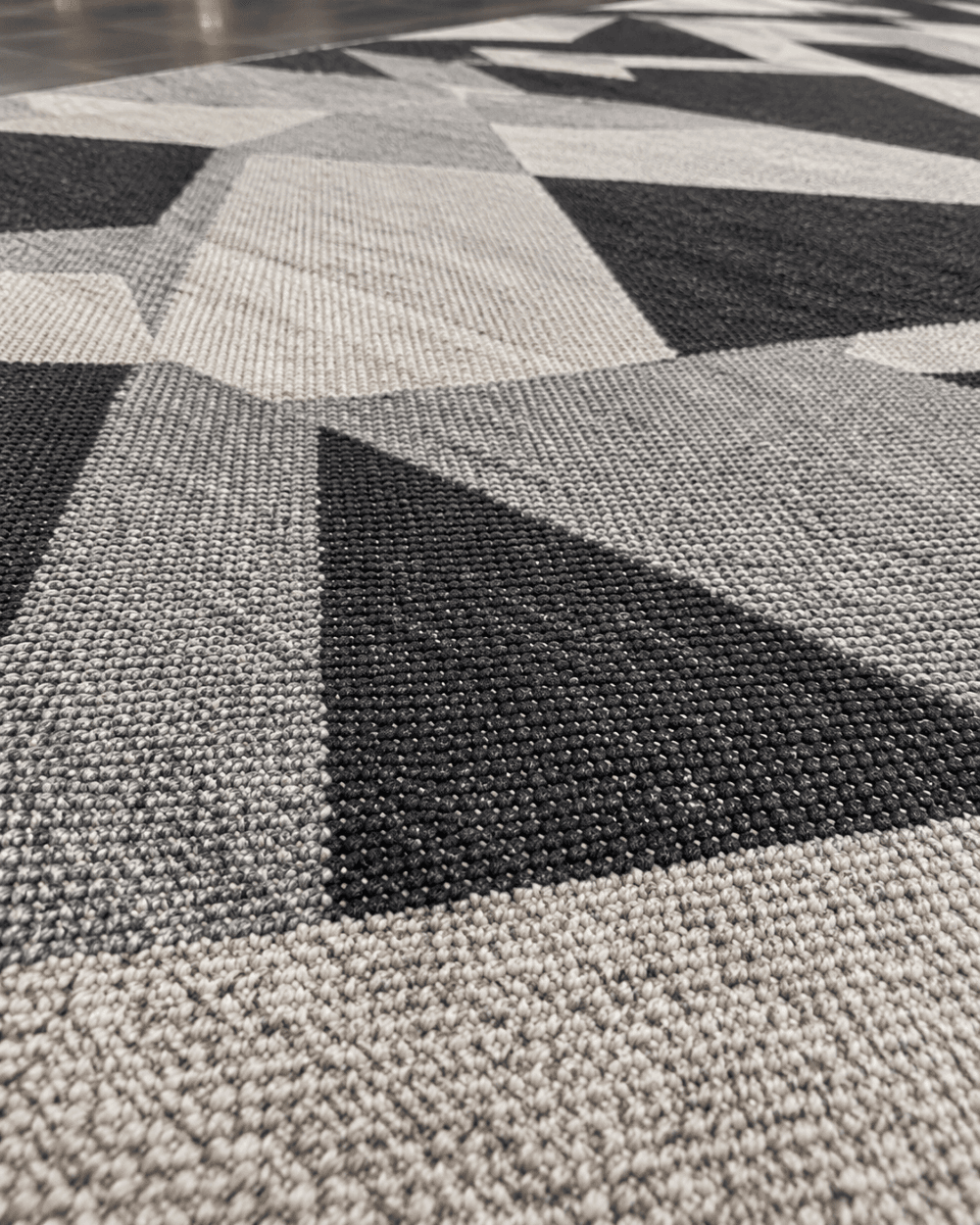 Geometrik Zikzak Desenli Koridor Yolluğu - Antrasit Gri Modern Halı image 4