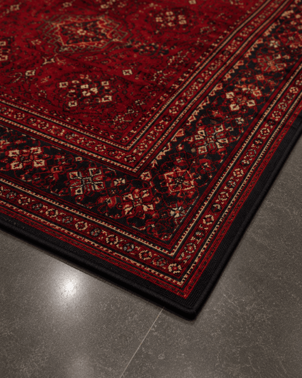 Klasik Saray Tarzı Salon Halısı - Koyu Kırmızı Bordo Vintage Desenli image 3
