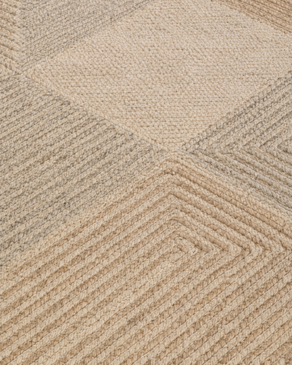 Geometrik Blok Desenli Modern Salon Halısı - Krem Bej Vizon Halı image 4