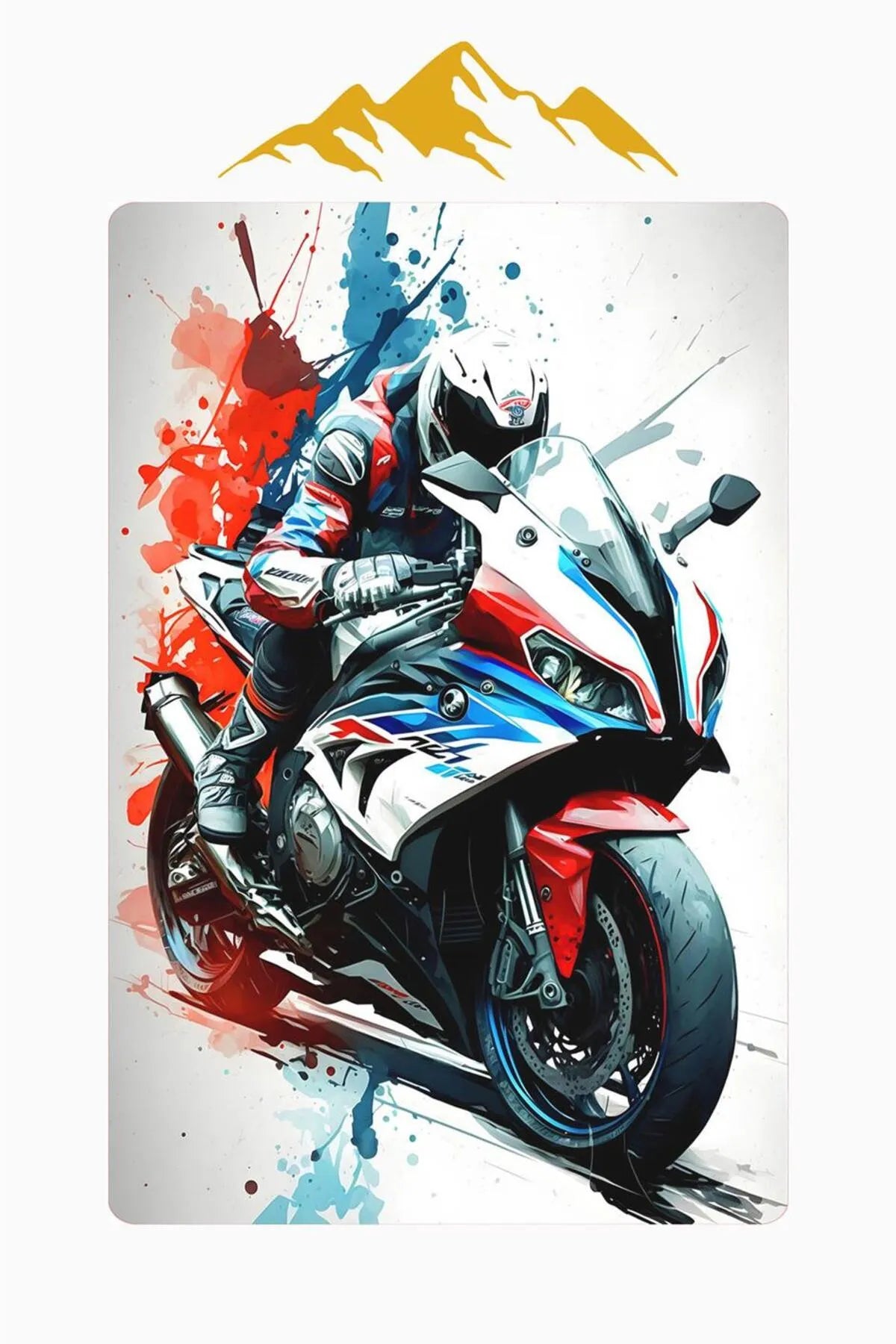 Yarış Motoru Desenli Genç Odası Kaymaz Taban Dijital Baskı Halı H01226A