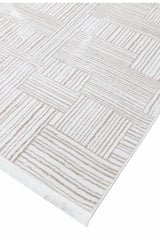 Verona Line Bambu Halı | İpeksi Dokulu Krem Bej Geometrik Modern Halı