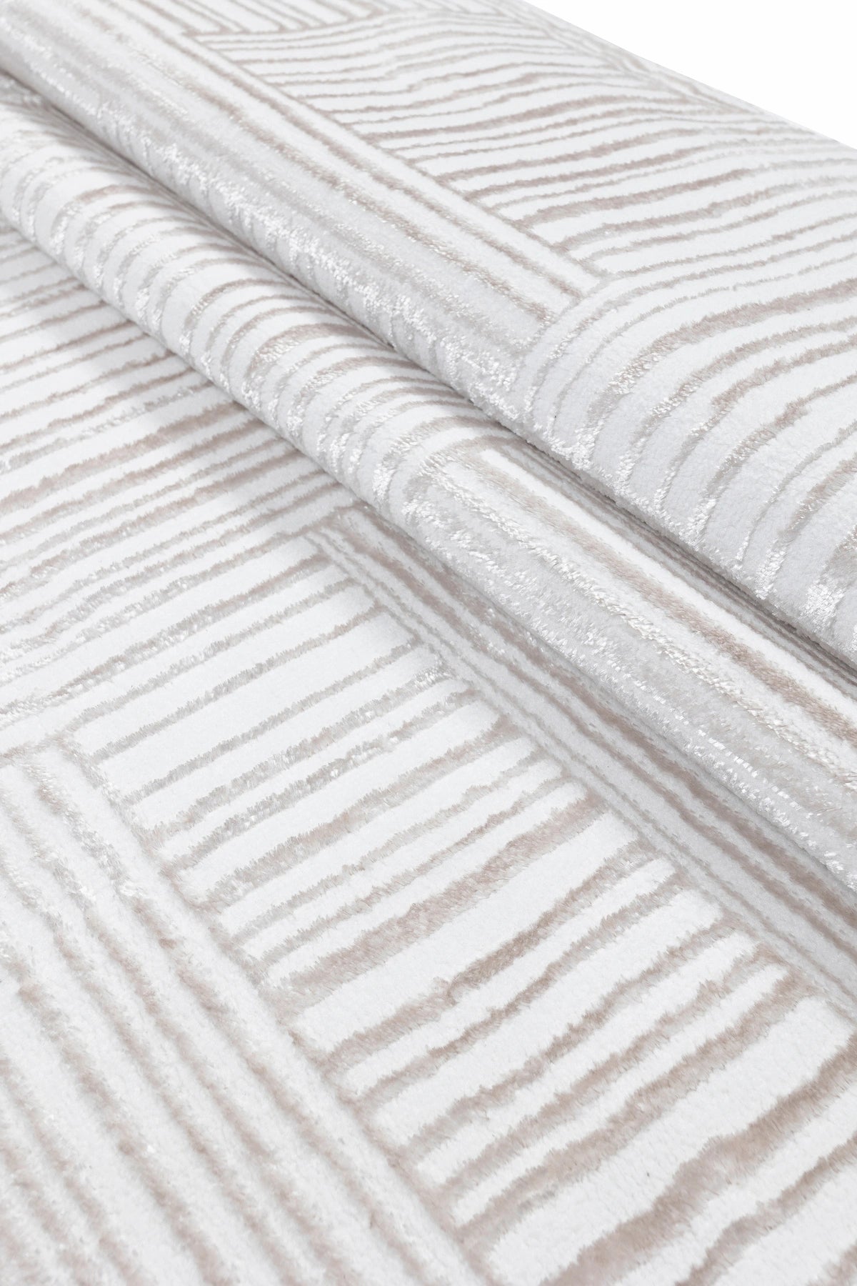 Verona Line Bambu Halı | İpeksi Dokulu Krem Bej Geometrik Modern Halı