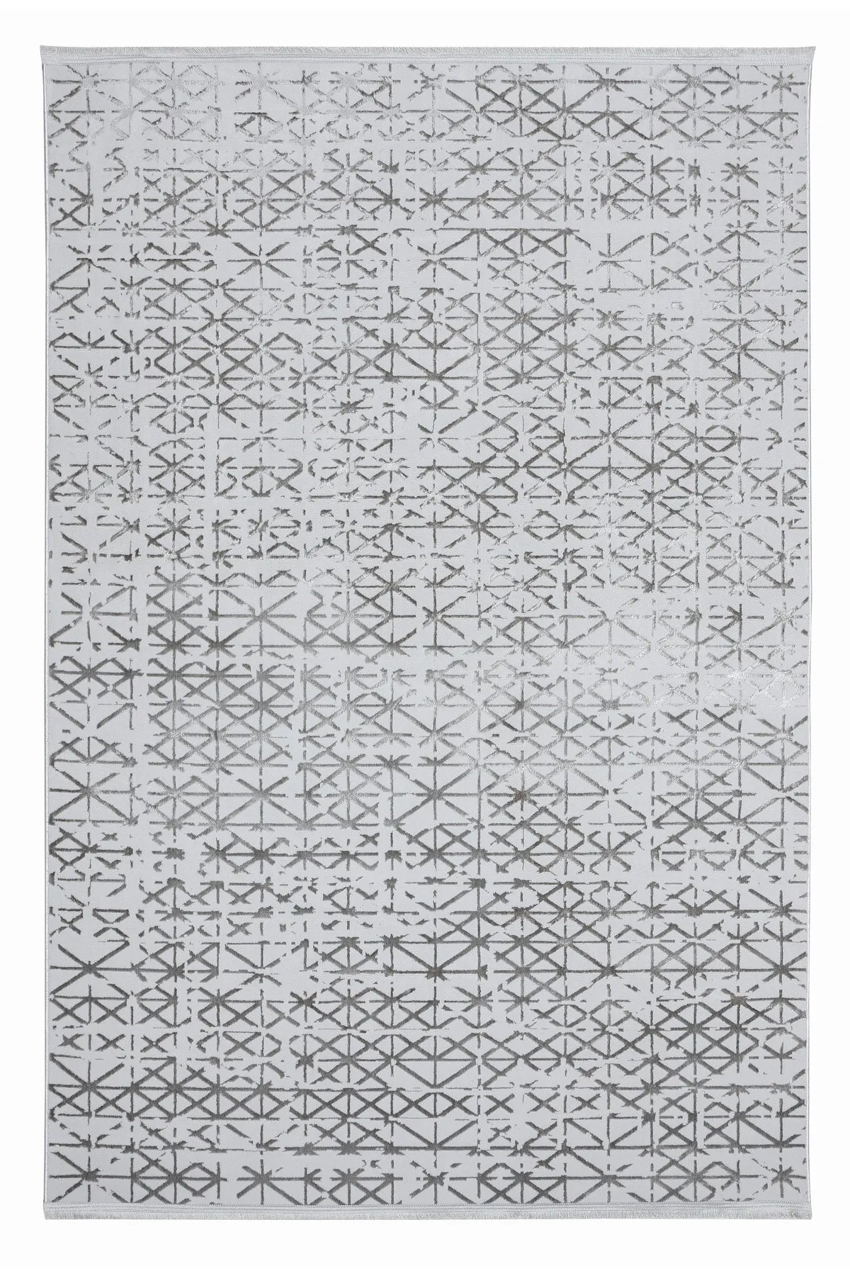 Yağız Halı Verona Geometrik Bambu Halı | Gri Beyaz Modern Desenli Premium Salon Halısı