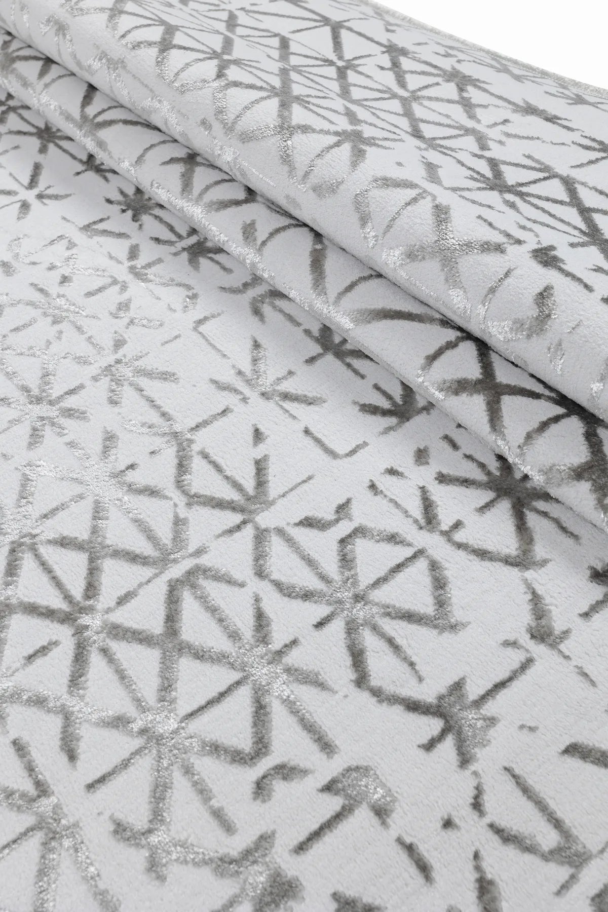 Yağız Halı Verona Geometrik Bambu Halı | Gri Beyaz Modern Desenli Premium Salon Halısı