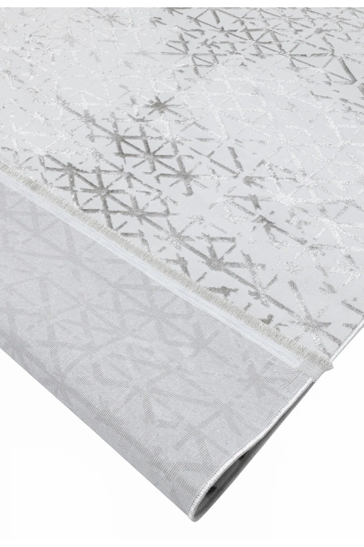 Yağız Halı Verona Geometrik Bambu Halı | Gri Beyaz Modern Desenli Premium Salon Halısı