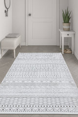 Yağız Halı Verona Etnik Bambu Halı | Gri Beyaz Bohem Desenli Premium Salon Halısı