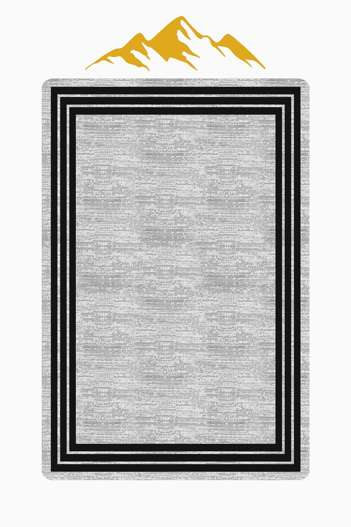 Modern Çerçeve Gri Siyah Kaymaz Taban Halı