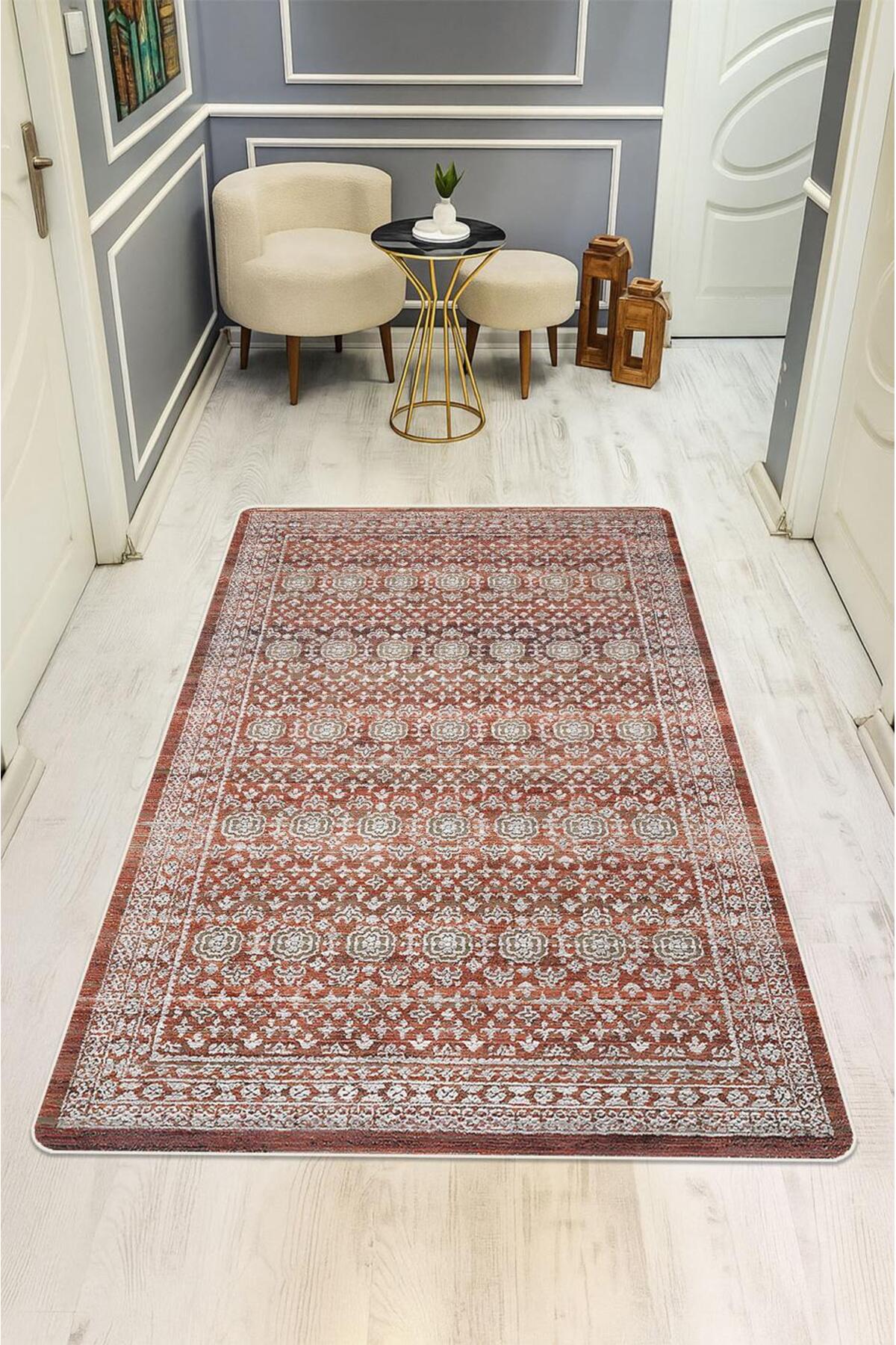 Kaymaz Taban Yıkanabilir Halı – Model 005 Kahve Eskitme