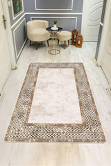 Kaymaz Taban Yıkanabilir Halı – Model 001 Kahve Krem