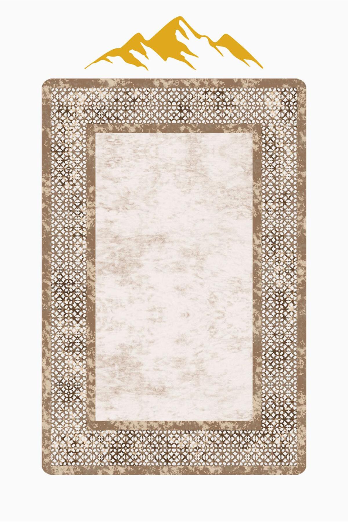 Kaymaz Taban Yıkanabilir Halı – Model 001 Kahve Krem