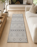 Geometrik Kilme Desenli Modern Koridor Yolluğu - Gri Krem İskandinav Tarzı image 0
