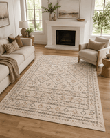 Geometrik Blok Desenli Modern Salon Halısı - Krem Bej Vizon Halı image 1