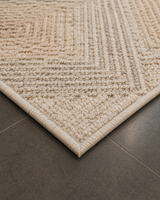 Geometrik Blok Desenli Modern Salon Halısı - Krem Bej Vizon Halı image 3