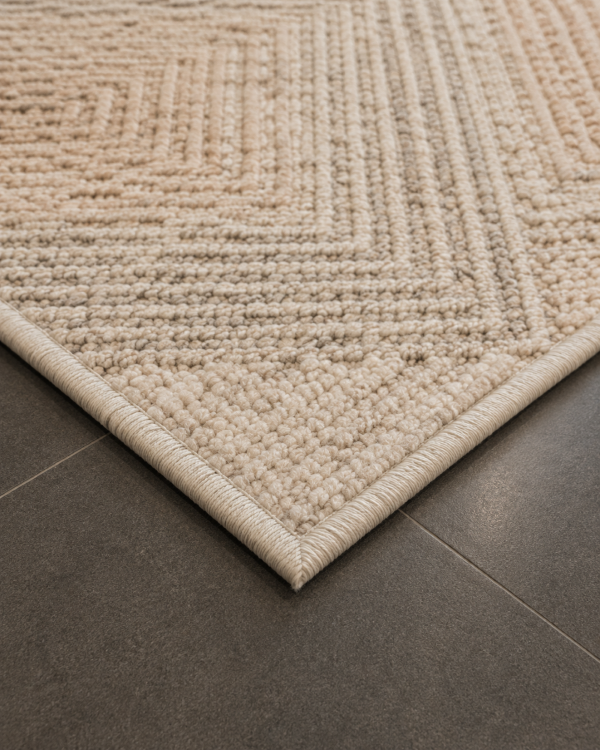 Geometrik Blok Desenli Modern Salon Halısı - Krem Bej Vizon Halı image 3