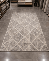 Krem Gri Geometrik Modern Halı - Yakın Çekim Dokusu ve Köşe Detayı image 0