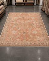 Klasik Eskitme Modern Salon Halısı - Somon Kiremit Vintage Desenli image 0