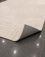 Minimalist 3D Dokulu Oturma Odası Halısı - Kavisli Çizgili İskandinav Tarzı image 3