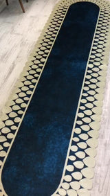 Kaymaz Taban Yıkanabilir Halı – Model 007 Mavi Oval