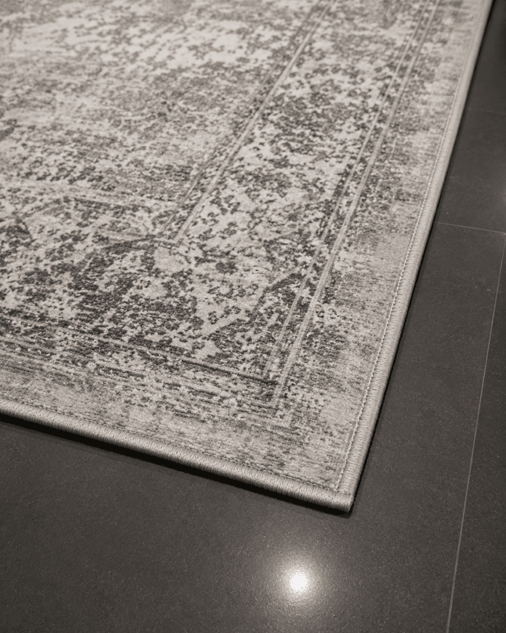 Mermer Dokulu Oturma Odası Halısı - Koyu Gri Çerçeveli Lüks Halı image 3