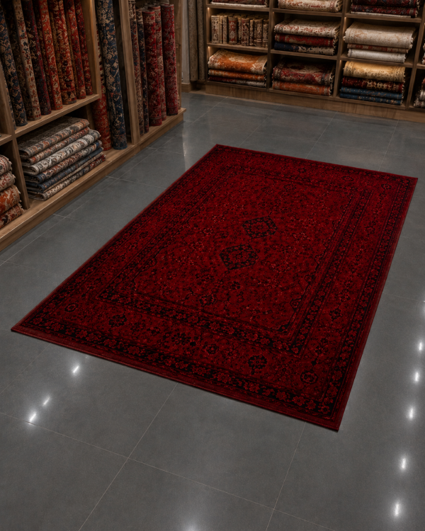 Klasik Saray Tarzı Salon Halısı - Koyu Kırmızı Bordo Vintage Desenli image 1