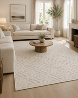 Geometrik Baklava Desenli Modern Salon Halısı - Krem Ekru Halı image 1
