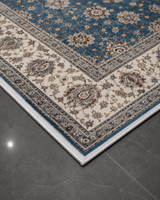 Klasik Saray Tarzı Salon Halısı - Mavi Krem Vintage Desenli Halı image 3