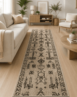 Etnik Kilim Desenli Koridor Yolluğu - Hasır Bej Jüt Görünümlü Halı image 1