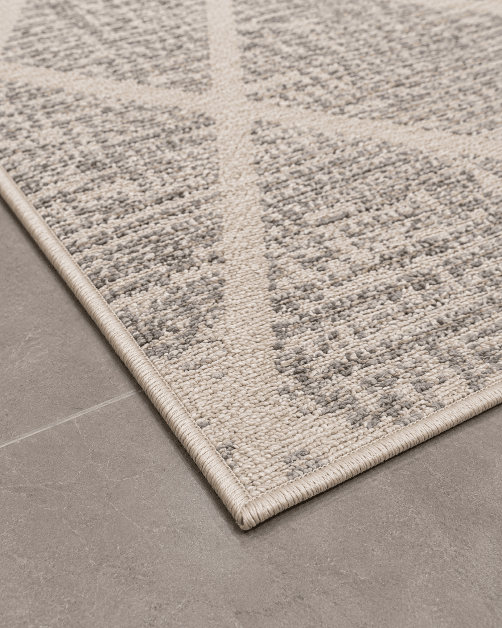 Krem Gri Geometrik Modern Halı - Yakın Çekim Dokusu ve Köşe Detayı image 3
