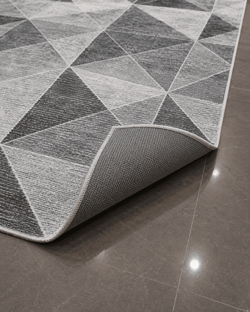 Modern Geometrik Koridor Yolluğu - Koyu Gri Antrasit Mutfak Halısı image 3