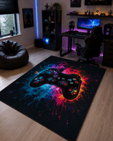 Gamer Oyuncu Odası Halısı - Oyun Konsolu Kolu Desenli Siyah Genç Halısı image 1