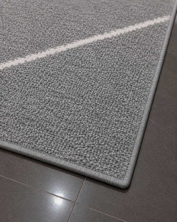 Geometrik Baklava Desenli Modern Salon Halısı - Gri Beyaz Çizgili Halı image 4
