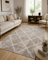 Krem Gri Geometrik Modern Halı - Yakın Çekim Dokusu ve Köşe Detayı image 2