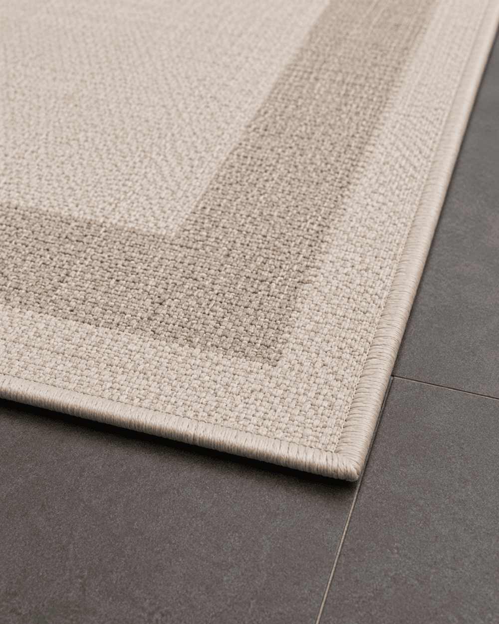 Minimalist Düz Renk Oturma Odası Halısı - Bej Tonlu Çift Çerçeveli Lüks Halı image 2