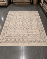 Geometrik Blok Desenli Modern Salon Halısı - Krem Bej Vizon Halı image 0