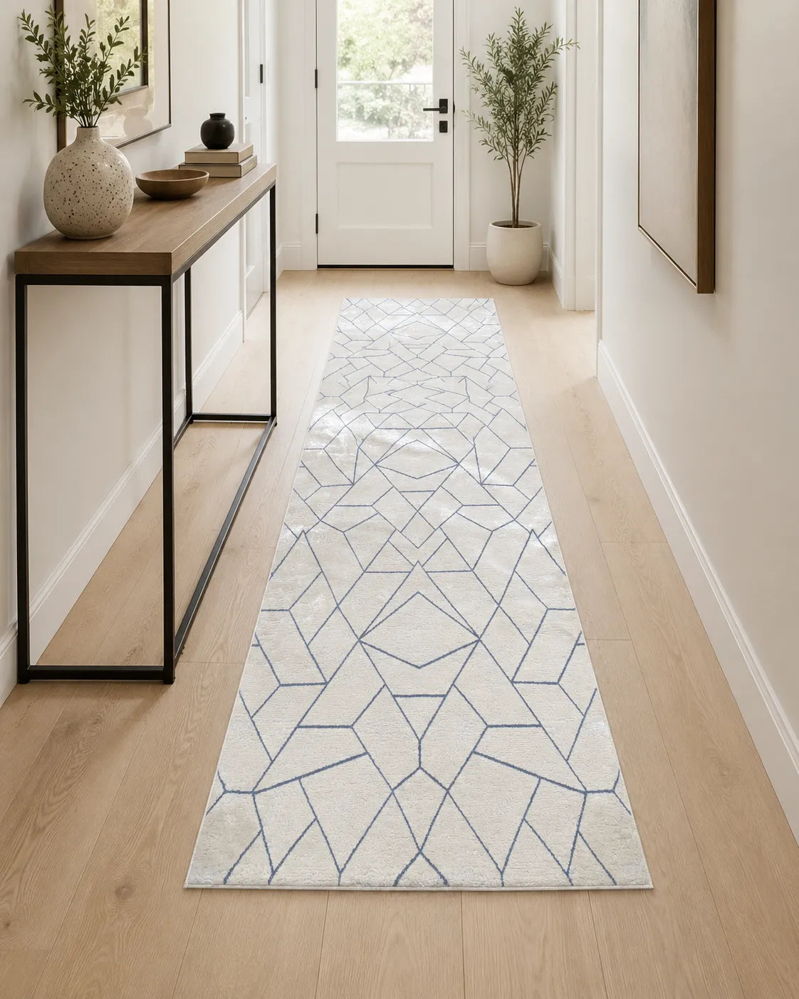 Sevenhill Kesme Yolluk 80 CM Ve 100 CM Özel Kesim Yolluk Krem Mavi