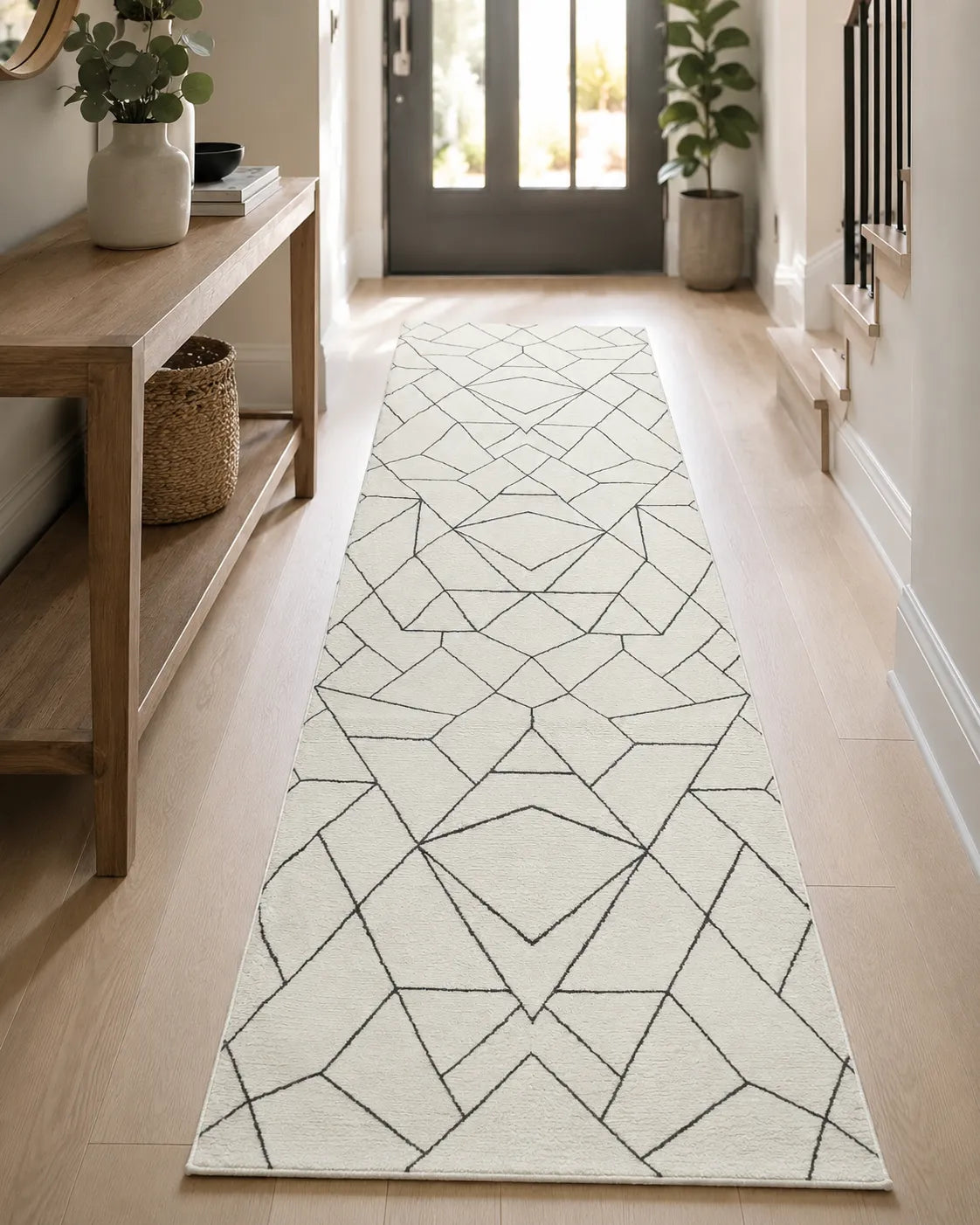 Sevenhill Kesme Yolluk 80 CM Özel Kesim Yolluk Krem Siyah