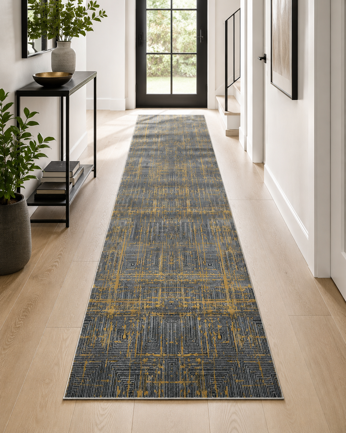 Sevenhill Kesme Yolluk 80 CM Özel Kesim Yolluk Gri Sarı