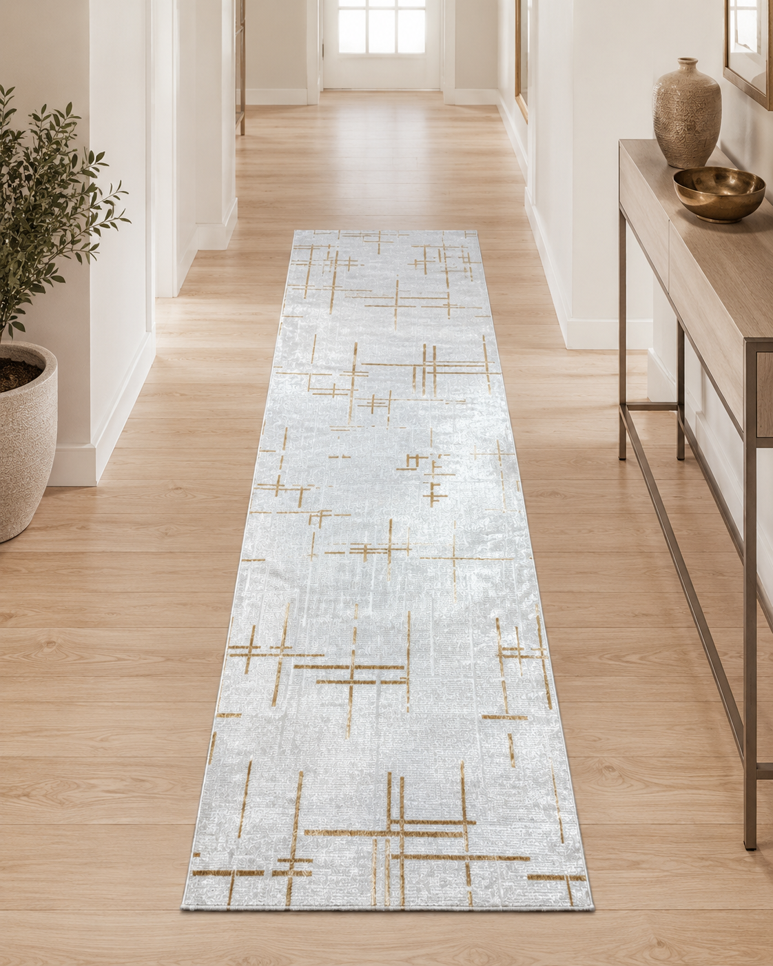 Sevenhill Kesme Yolluk 80 CM Özel Kesim Yolluk Gri Sarı