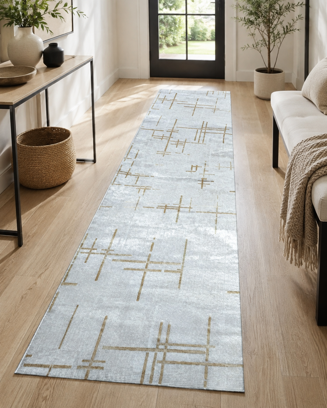 Sevenhill Kesme Yolluk 80 CM Özel Kesim Yolluk Gri Sarı