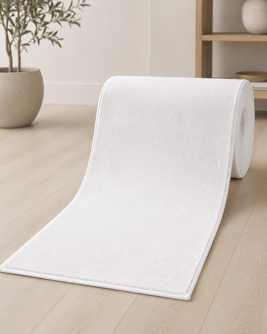 Sevenhill Kesme Yolluk 100 CM Özel Kesim Yolluk Düz Beyaz