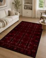 Klasik Motifli Eskitme Desen Lüks Sisal Halı - Bordo