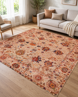 Somon Bej Klasik Desenli Vintage Sisal Dokuma Salon Halısı