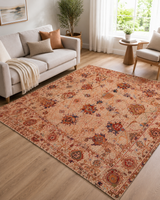 Somon Bej Klasik Desenli Vintage Sisal Dokuma Salon Halısı