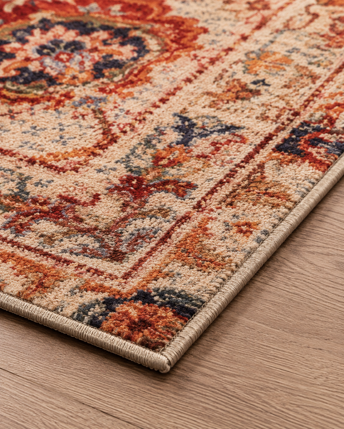 Somon Bej Klasik Desenli Vintage Sisal Dokuma Salon Halısı