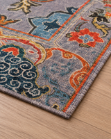 Gri Zeminli Renkli Paisley Desenli Sisal Dokuma Salon Halısı
