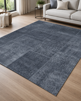 Antrasit Mavi Eskitme Desenli Modern Sisal Dokuma Salon Halısı