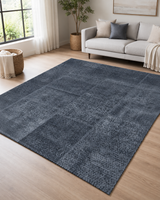 Antrasit Mavi Eskitme Desenli Modern Sisal Dokuma Salon Halısı