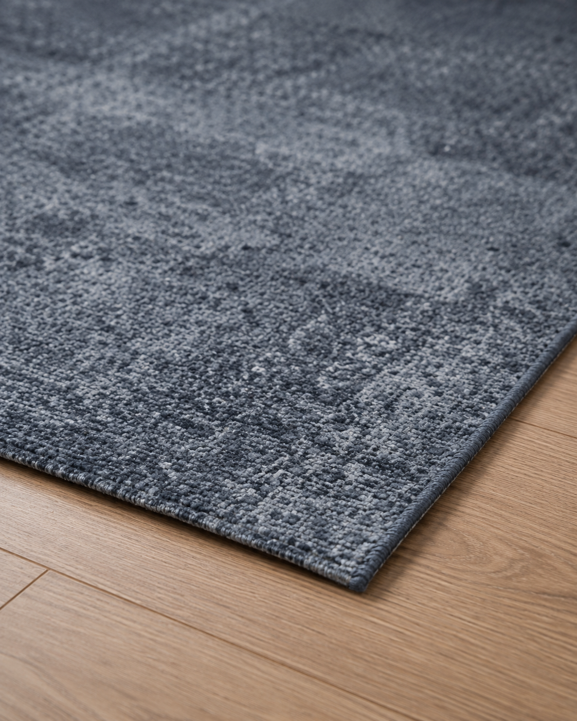 Antrasit Mavi Eskitme Desenli Modern Sisal Dokuma Salon Halısı